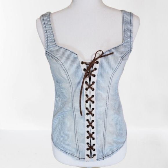 Guess Tops - Guess Denim Lace Up Vest